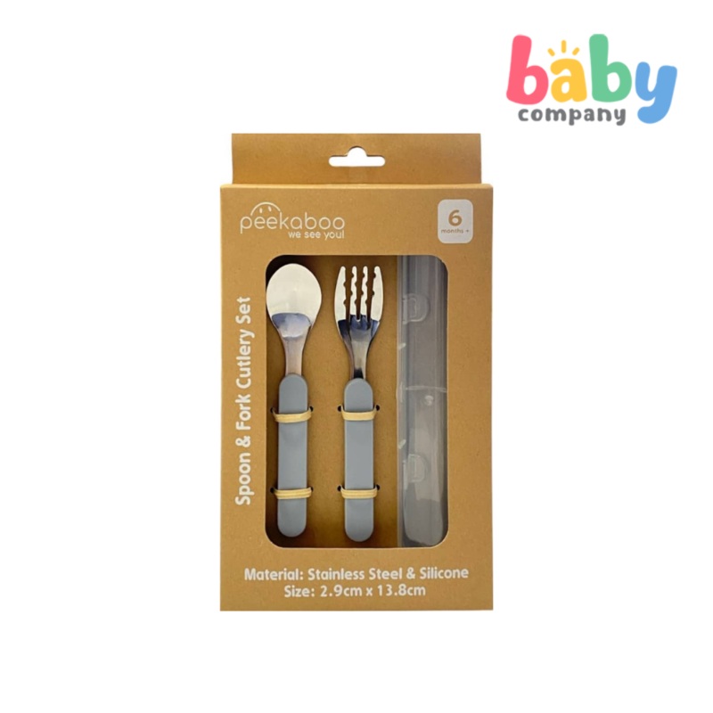Peekaboo Stainless Spoon and Fork Cutlery Set – Gray