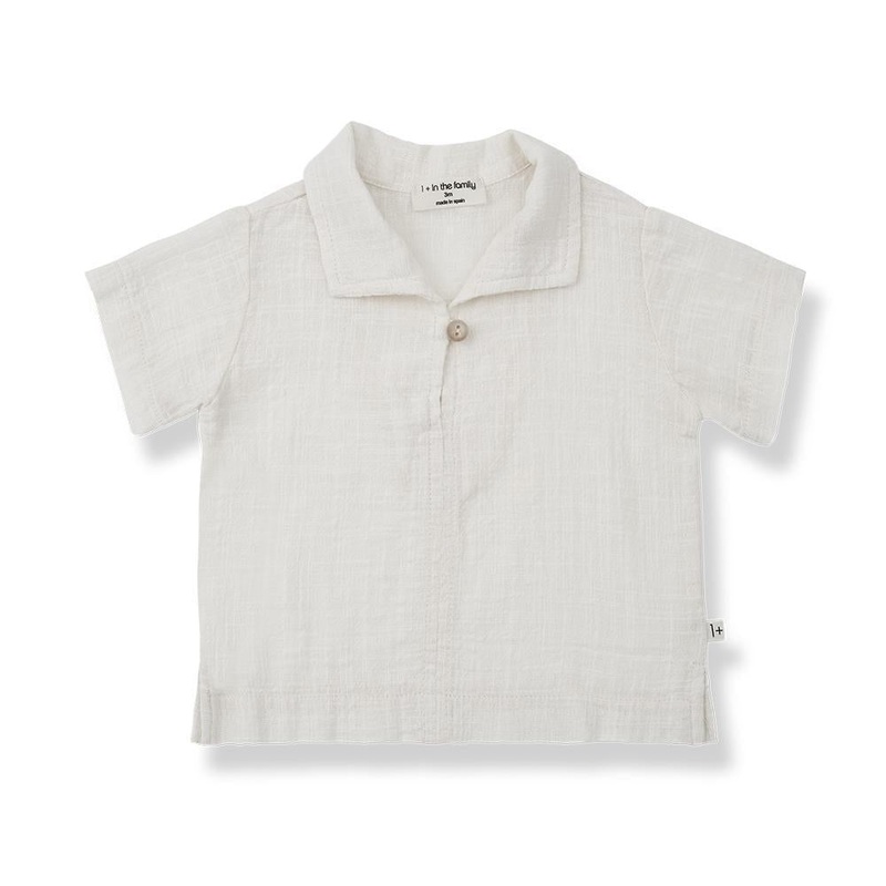 1+ In The Family – Gauze Polo Top – Cream