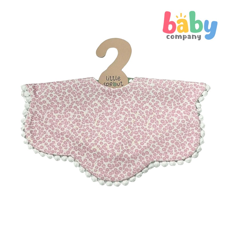 Little Sprout Petal Scallop Bib – Pink and White Floral