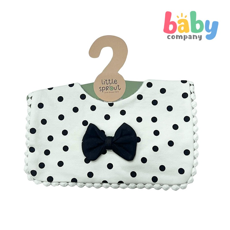 Little Sprout Polka Dot Square Bib – Black and White