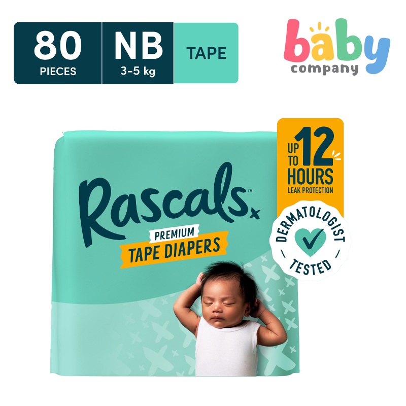 RascalsDiapers Tape JumboPack – Newborn,80pads