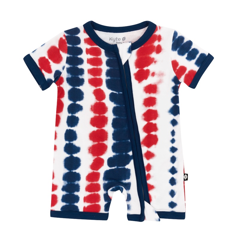 Zippered Shortall Romper in Liberty Rip Tide