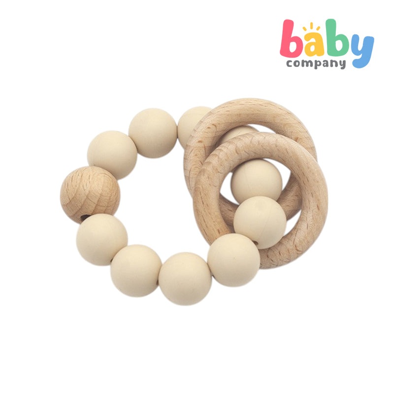Erduo Wooden Silicone Teether Toy – Cream