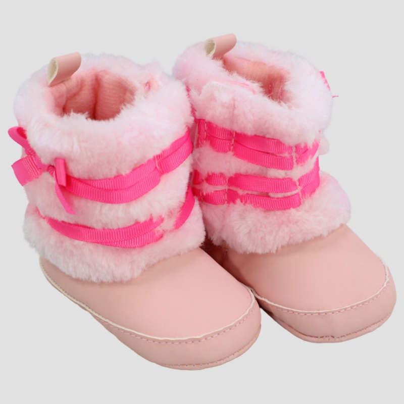 Pink Baby Boots With Bow