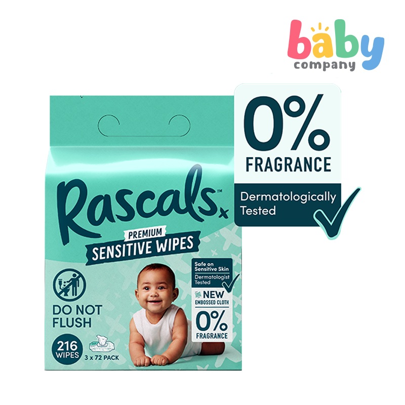 Rascals Sensitive Baby Wipes 216 Sheets (72’s x 3 Packs)
