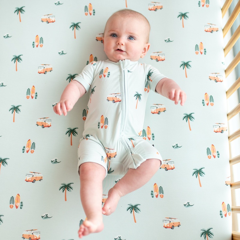 Zippered Shortall Romper in Dew Surf