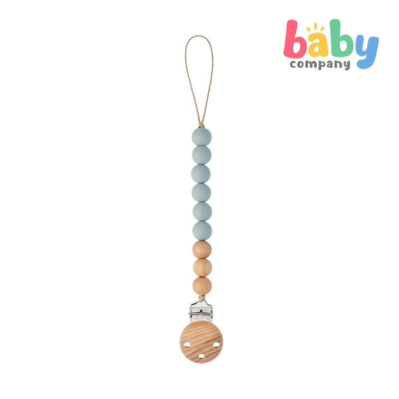 Erduo Wooden Silicone Pacifier Clip – Gray Blue