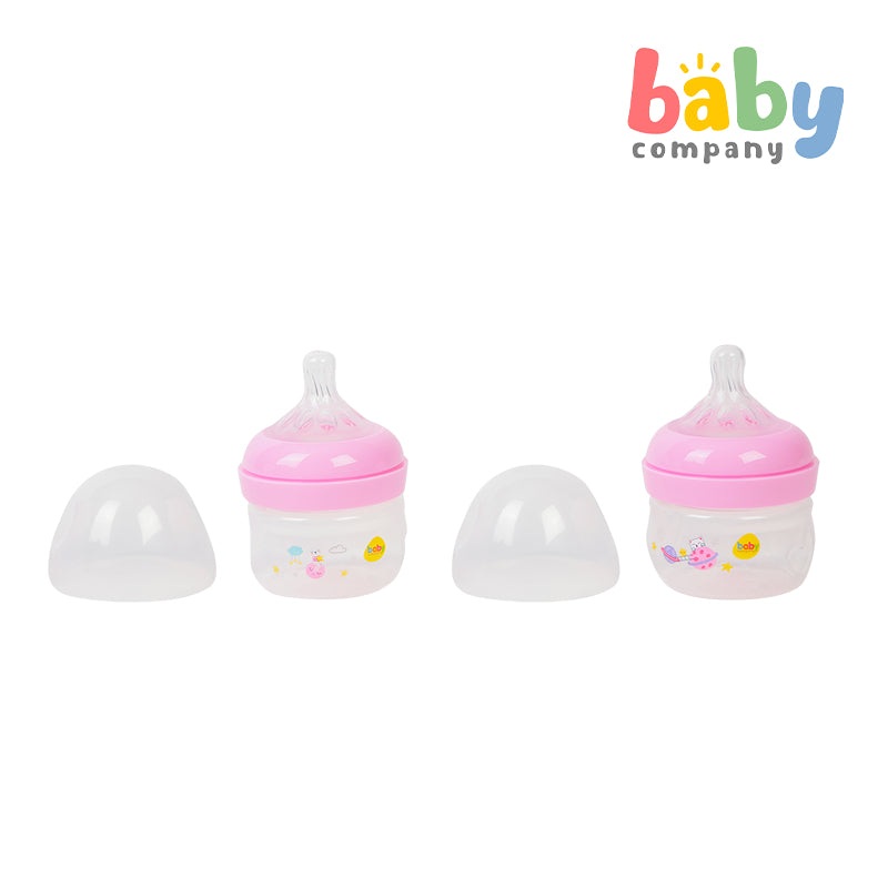 Mom & Baby Wide-Neck Feeding Bottle 2oz – Pink, Pack of 2