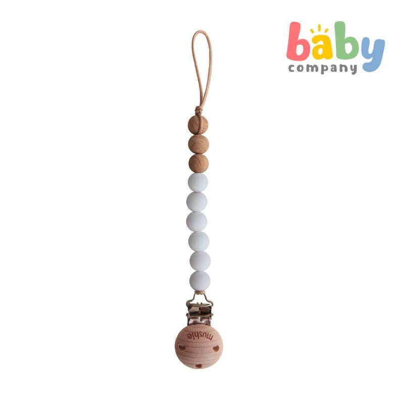 Mushie Pacifier Clips Eva – White