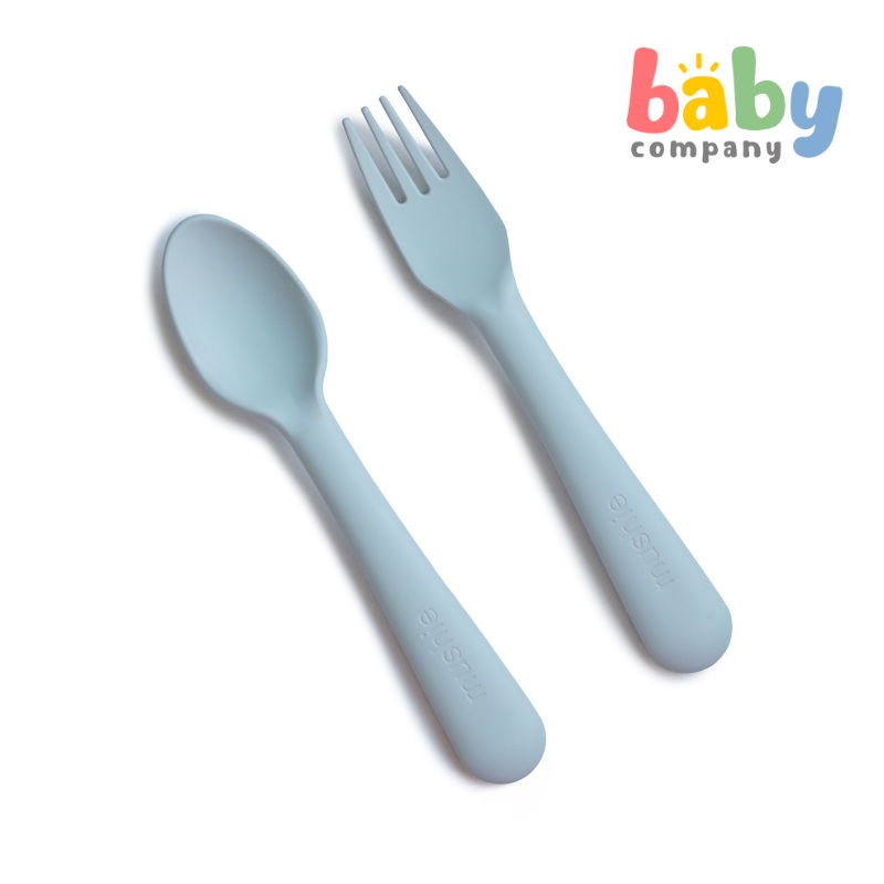 Mushie Spoon and Fork Set – Powder Blue