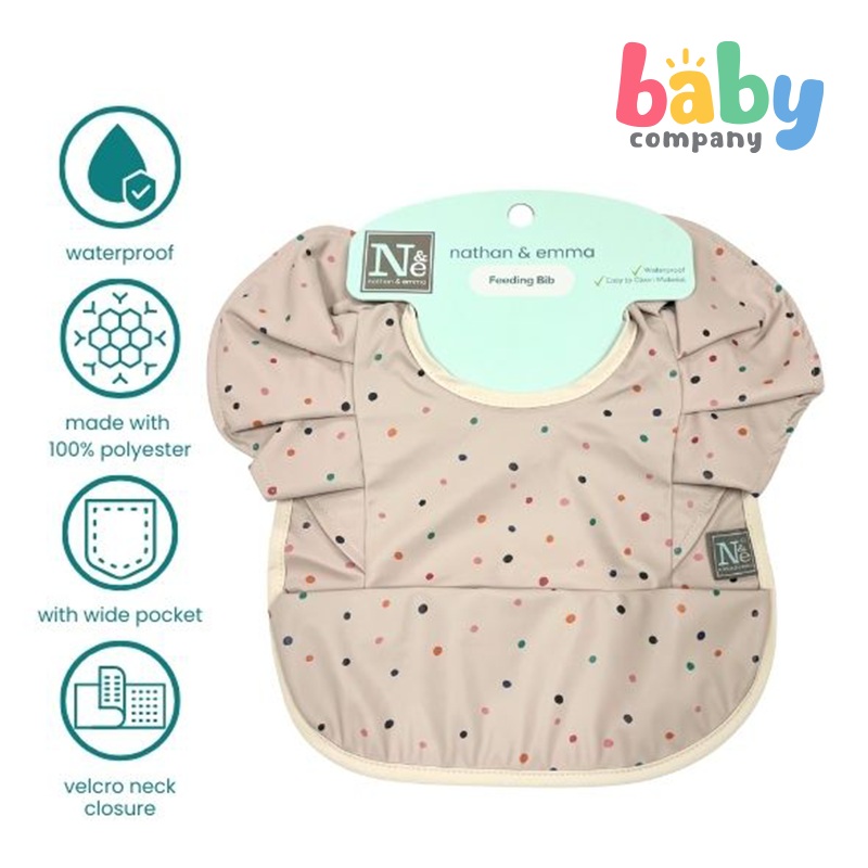 Nathan & Emma Ruffled Feeding Bib – Pink with Dots