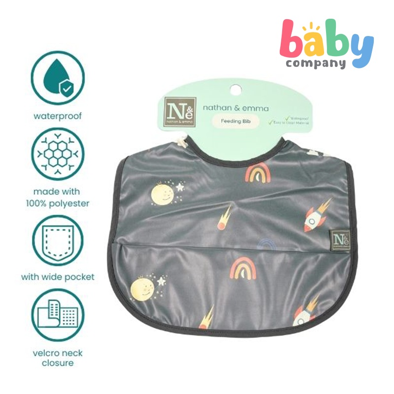 Nathan & Emma Sleeveless Feeding Bib – Gray Universe
