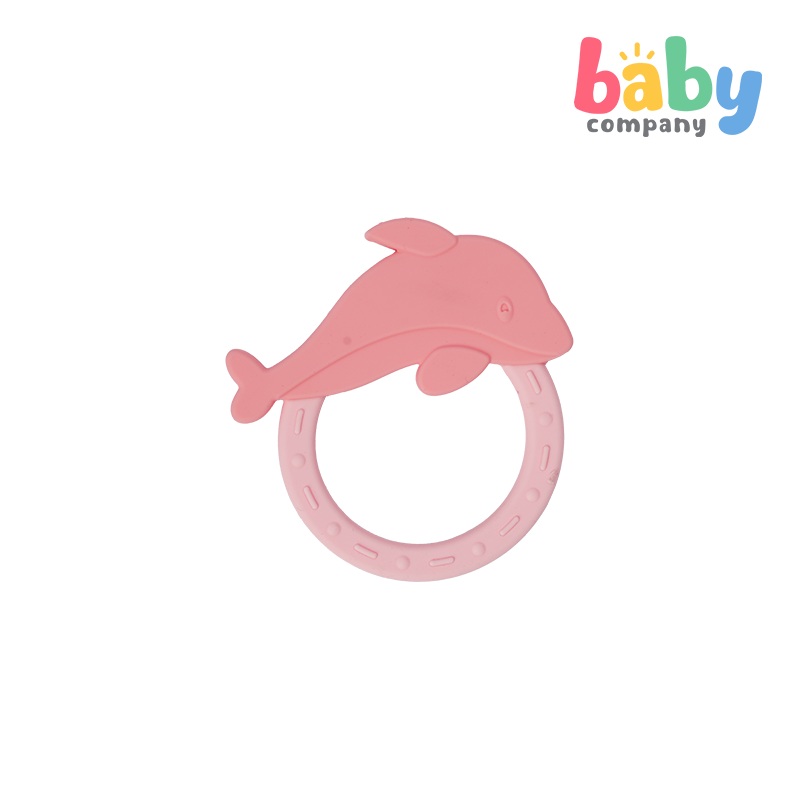 Playsmart Silicone Teething Ring – Dolphin, Pink