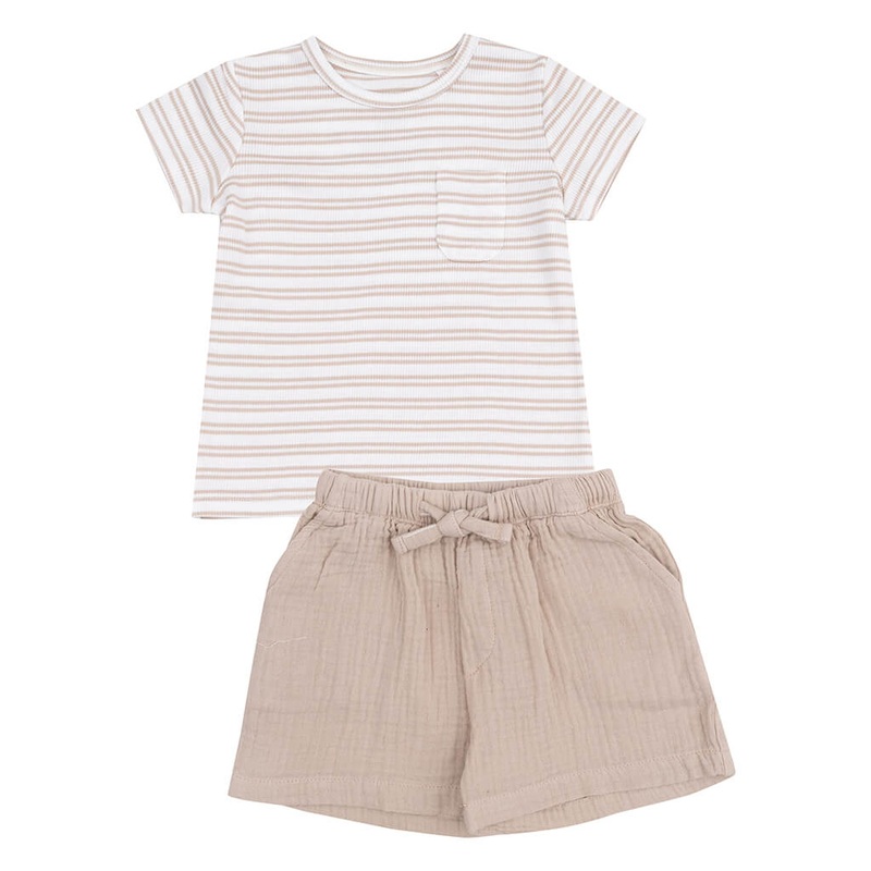 Short Set Stripe Oxford Tan