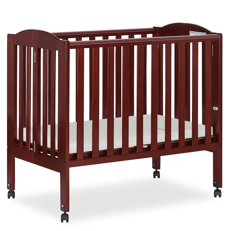 2-in-1 Folding Portable Mini Crib – Cherry