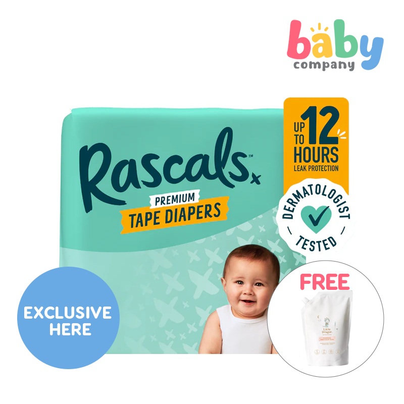 2 Packs of Rascals Tape Jumbo Medium + FREE Little Dragon Calm Baby Wash Refill