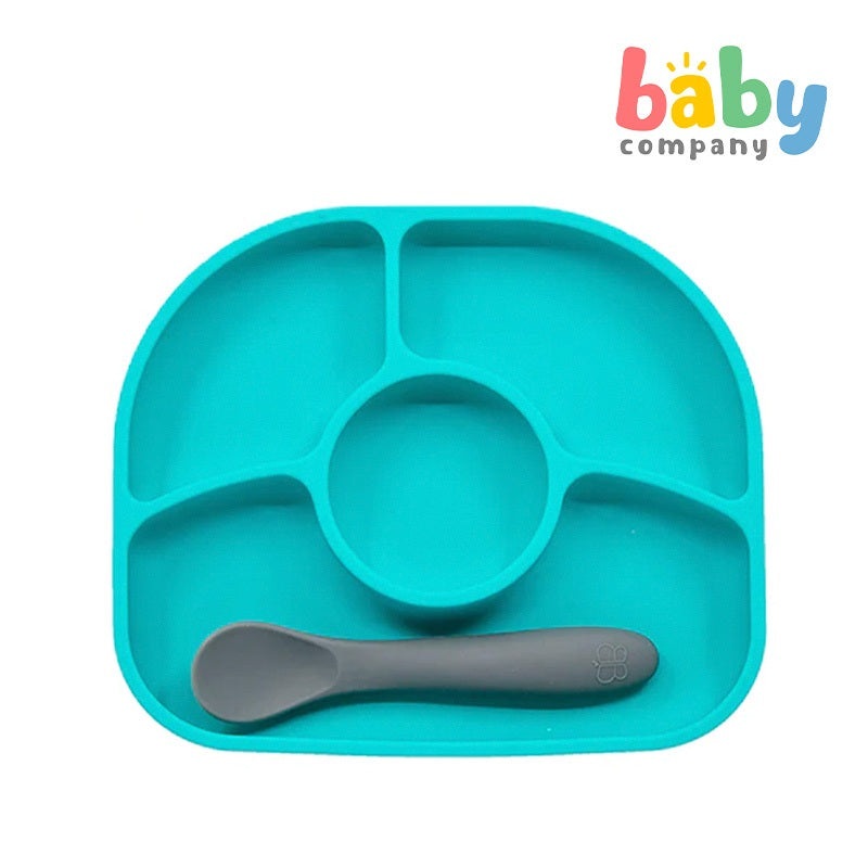 BBLUV Ymi 4-Section Silicone Plate And Spoon Set – Aqua