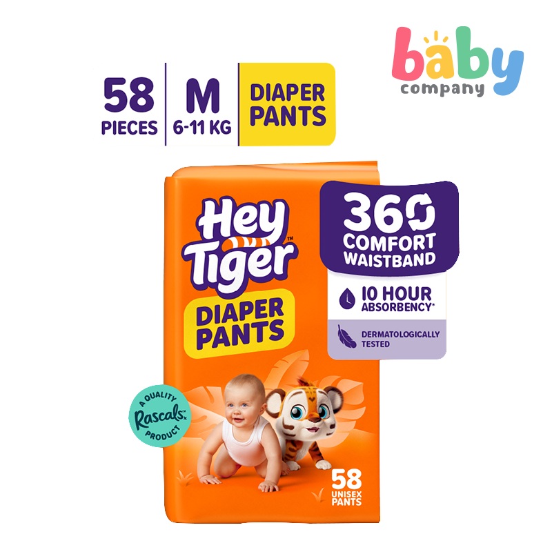 Hey Tiger Active Diaper Pants, Jumbo Pack – Medium, 58 pads