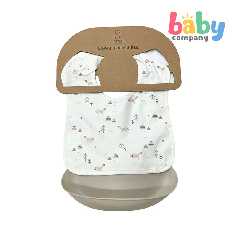 Little Sprout Wiggly Wonder Bib with Silicone Food Catcher – Fox