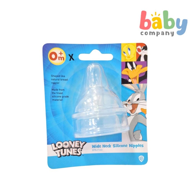 Looney Tunes Wide-Neck Silicone Nipples Pack Of 2 – X-Cut Hole