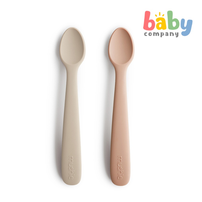 Mushie 2-Pack Silicone Feeding Spoons – Blush/Shifting Sand