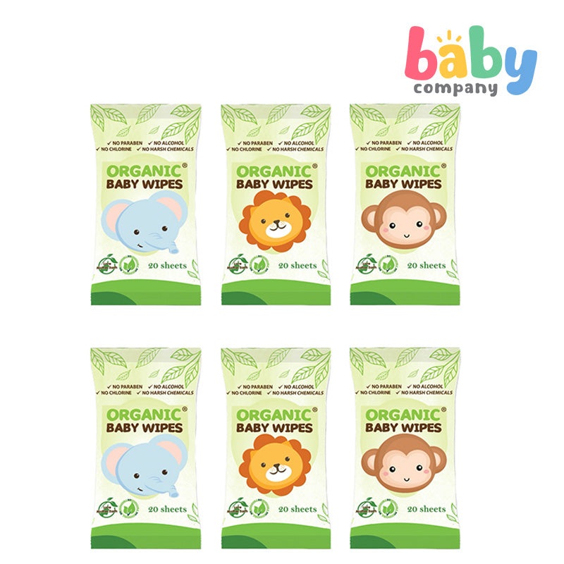 Organic Baby Wipes 20 Sheets – Pack of 6
