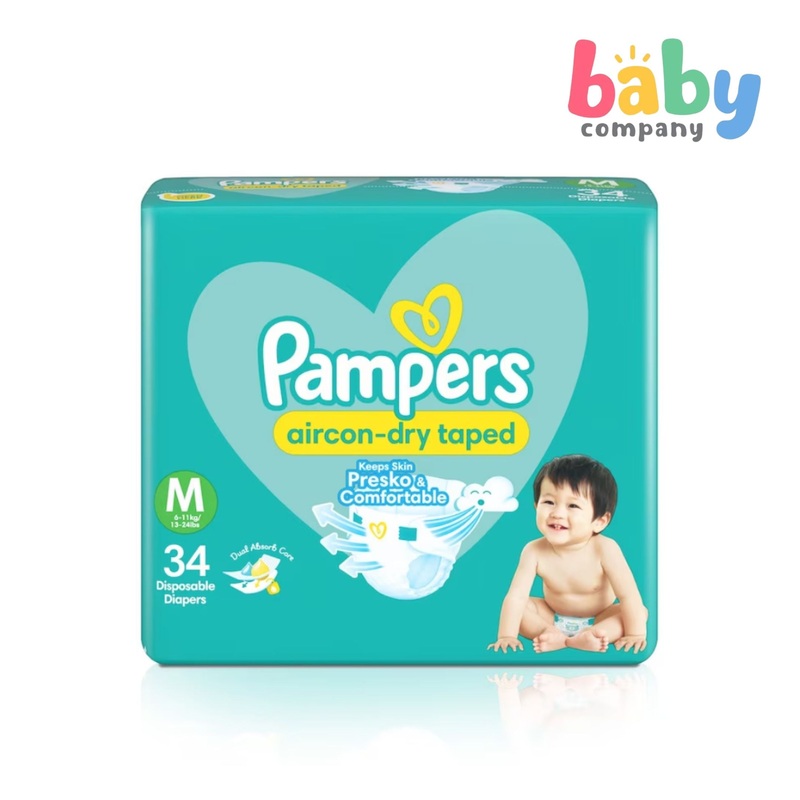 Pampers Aircon Dry Taped Diapers Jumbo Pack – Medium 34s