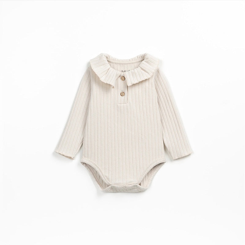 Ribbed Bodysuit with Collar – Cream