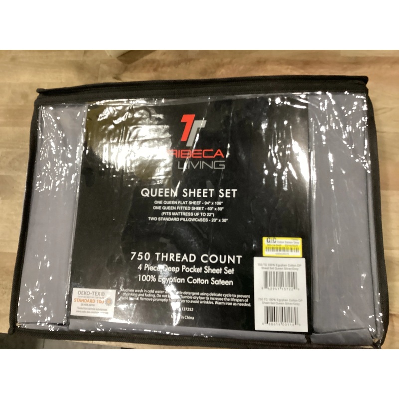 750 Thread Count Cotton Extra Deep Pocket Sheet Set, Gray