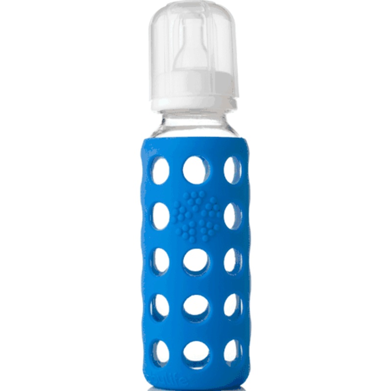 Lifefactory Glass Baby Bottle with Silicone Sleeve 9 oz in Ocean