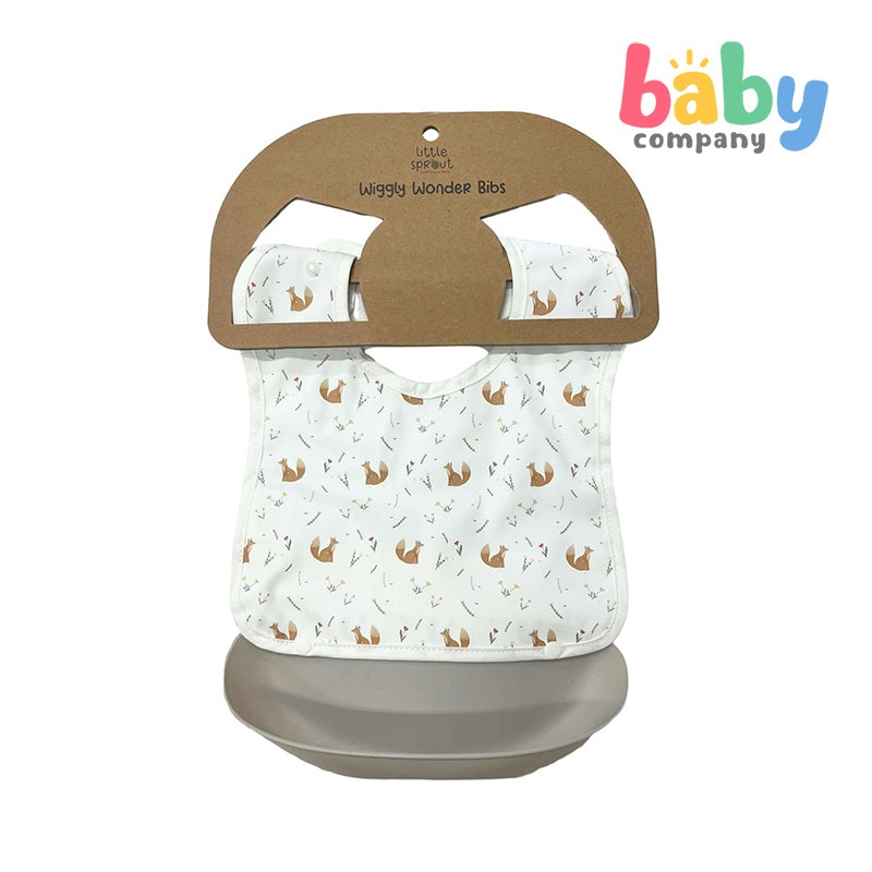 Little Sprout Wiggly Wonder Bib with Silicone Food Catcher – Flowers