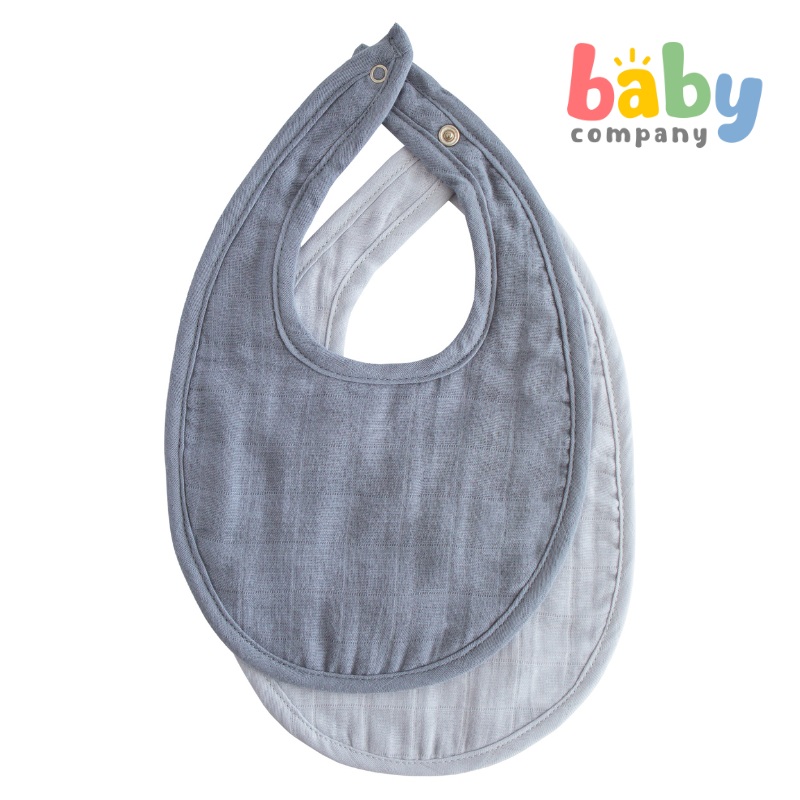 Mushie Muslin Bib 2-Pack – Tradewinds/Baby Blue
