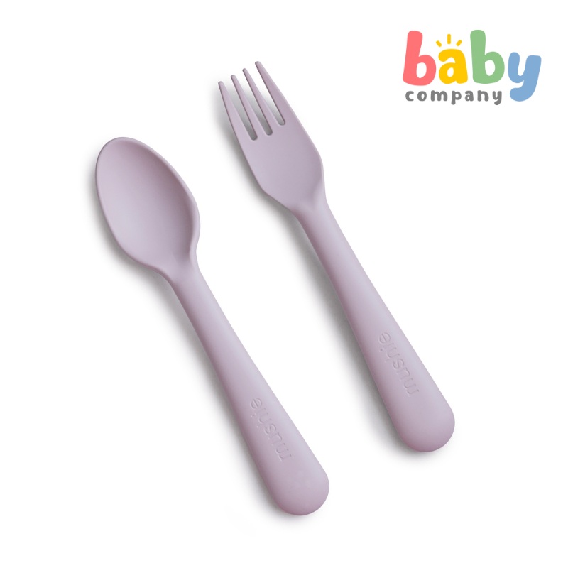 Mushie Spoon and Fork Set – Soft Lilac