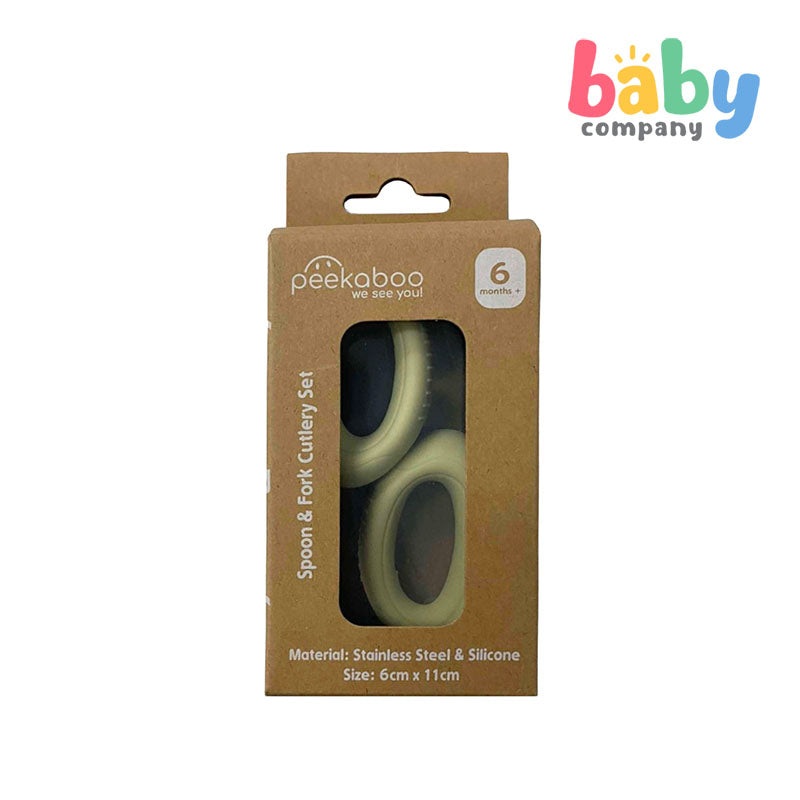 Peekaboo Stainless Spoon and Fork Cutlery Set  Green