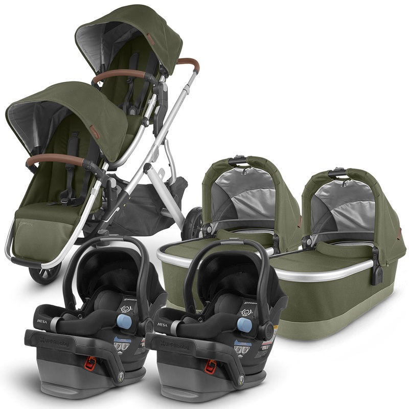 UPPAbaby VISTA V2 Twin Double Stroller + MESA Travel System Bundle – Hazel/Jake