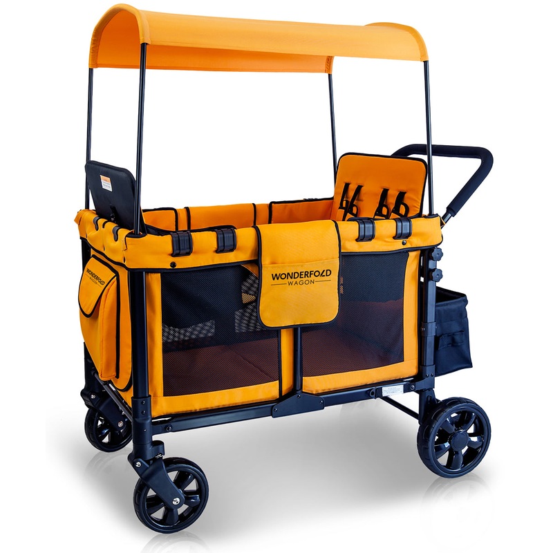 WonderFold W4 Original Quad (4 Seater) Stroller Wagon – Orange