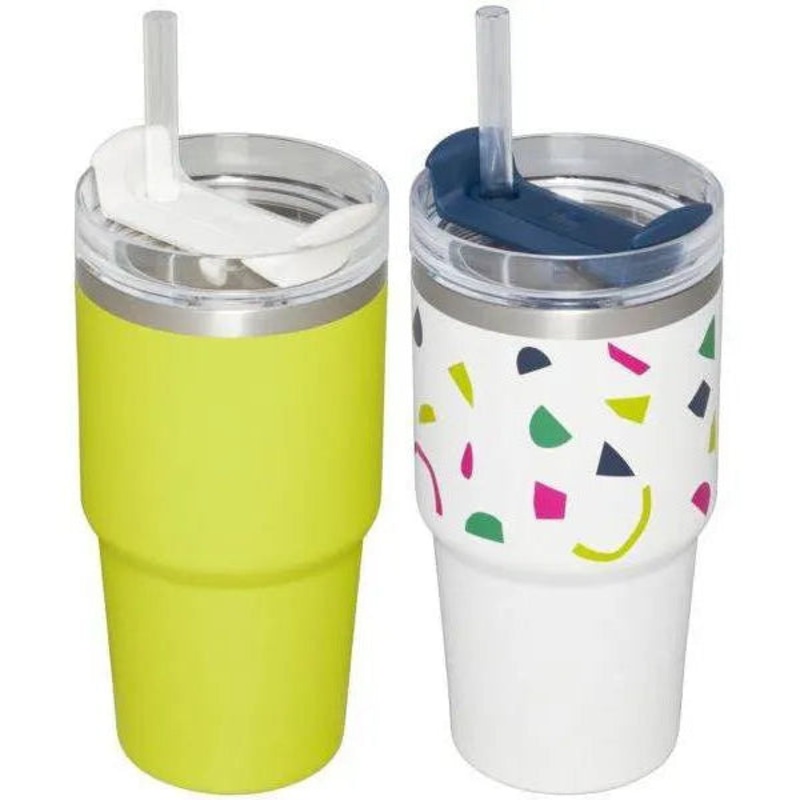 2pk 20oz Stainless Steel H2.0 Flowstate Quencher Tumblers – Abstract Geos/Electric Yellow