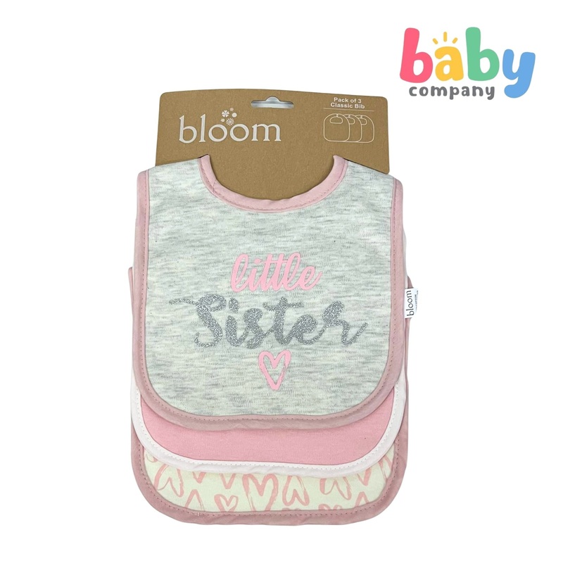 Bloom 3-Piece Classic Bib – Pink Little Sister