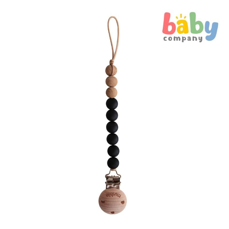 Mushie Pacifier Clips Eva – Black