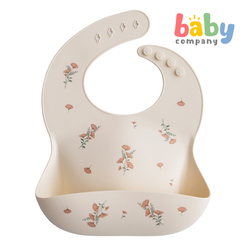 Mushie Silicone Bib – Pink Flowers