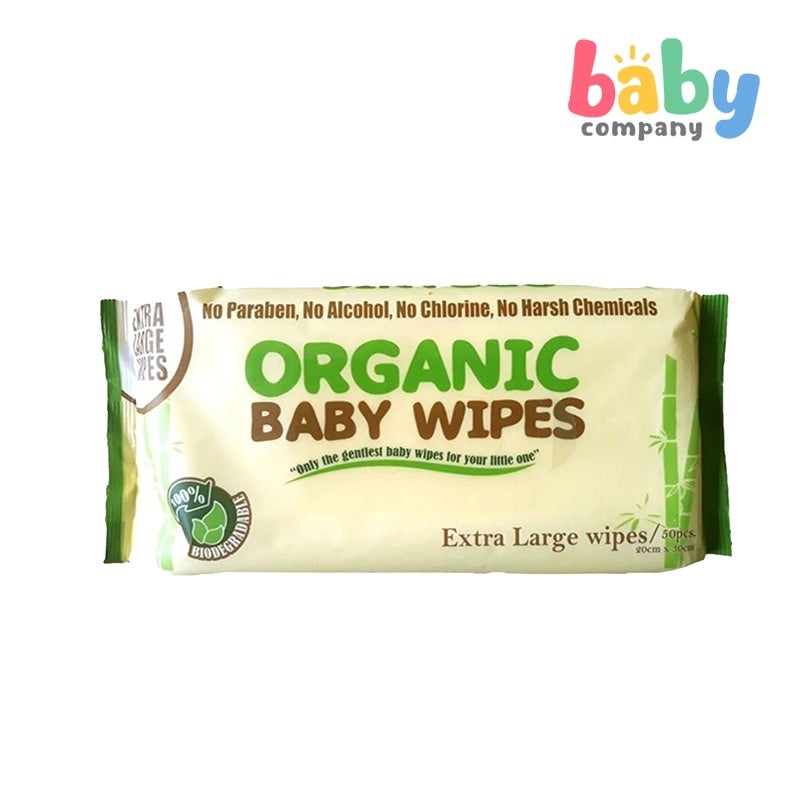 Organic Baby Wipes 50’s Extra Large Wipes Bamboo