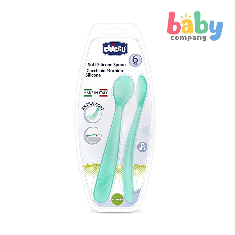 Chicco 2-Pack Soft Silicone Spoon 6M+ Blue
