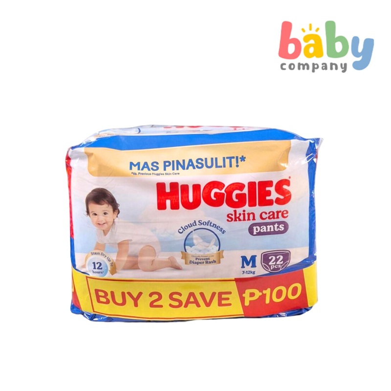 Huggies Dry Pants Skin Care Diaper – Medium, 22s, Pack of 2