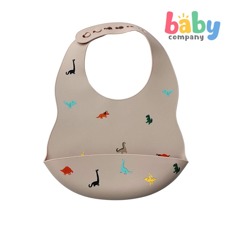 Peekaboo Silicone Bib  Dino Tan