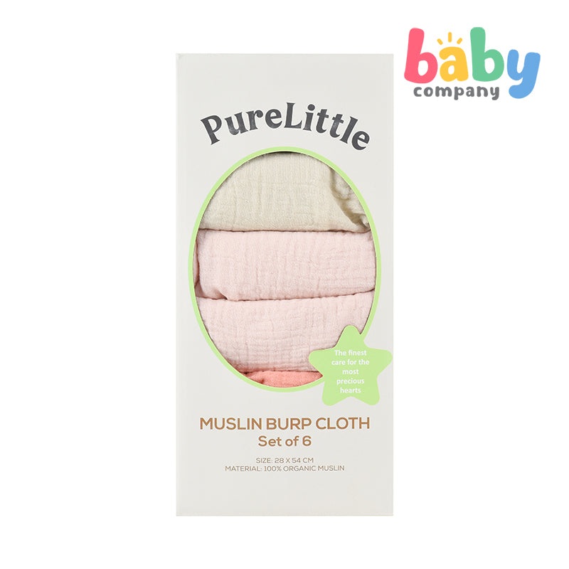 Pure Little 6pcs Muslin Burp Cloth – Girl