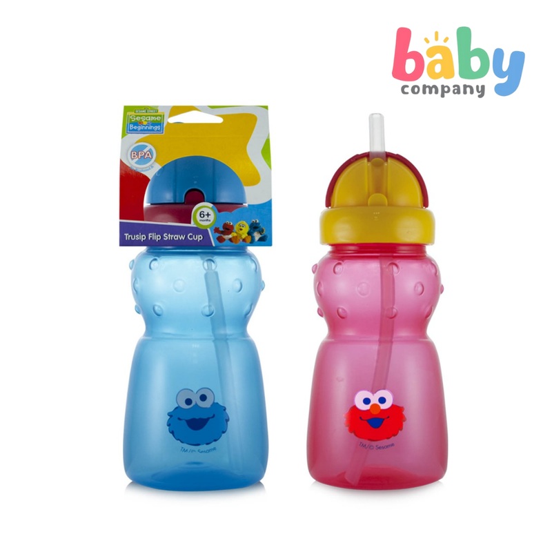 Sesame Beginnings Flip Straw Cup Red