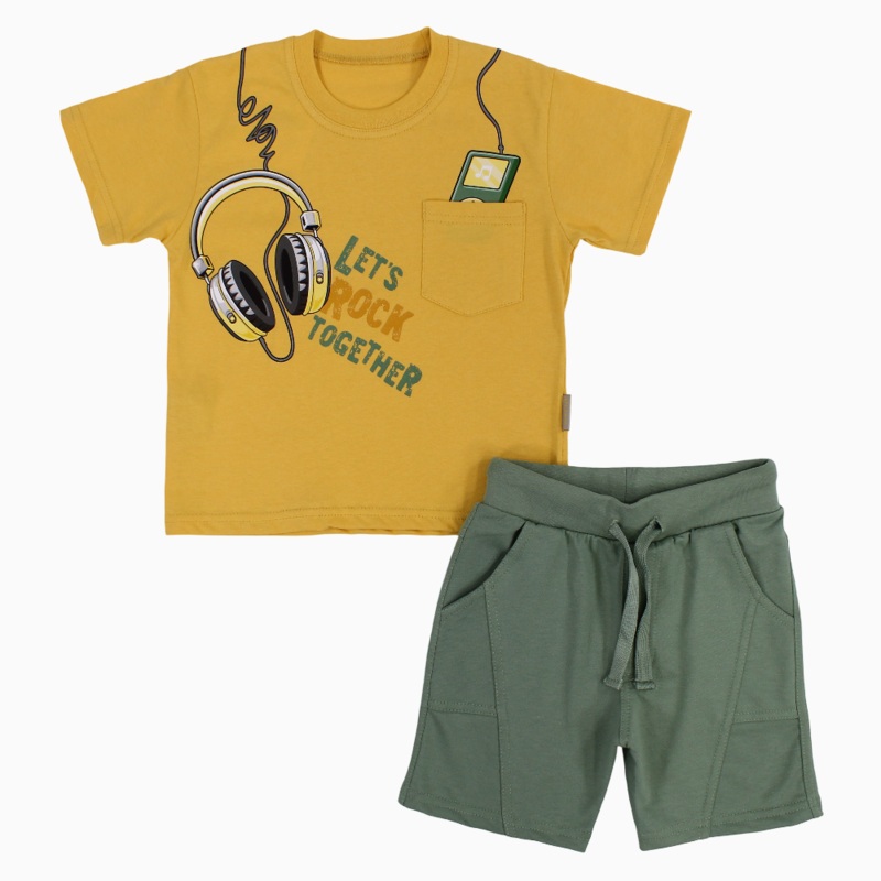 Boys Cotton Pajama Set  Lets Rock Together Design