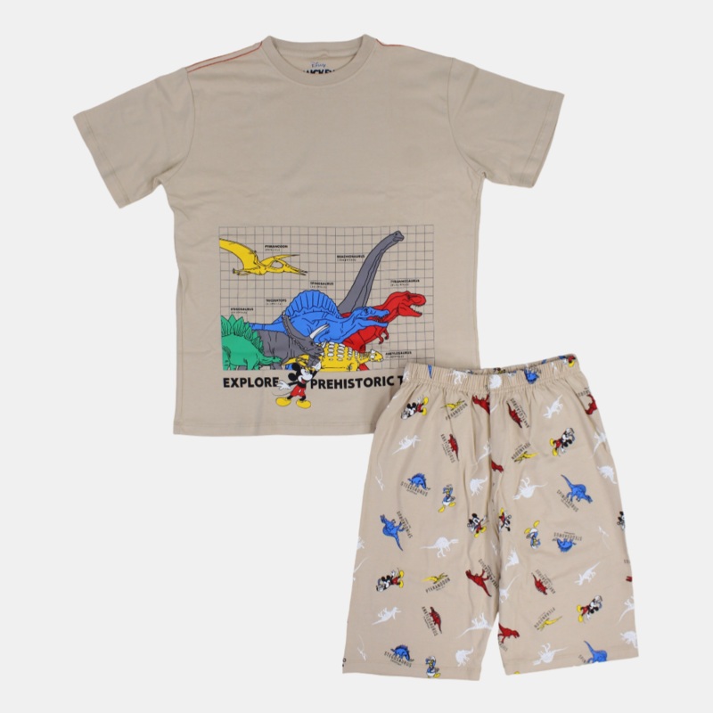 Boys Cotton Pajama Set – Mickey Mouse and Dinosaur Print