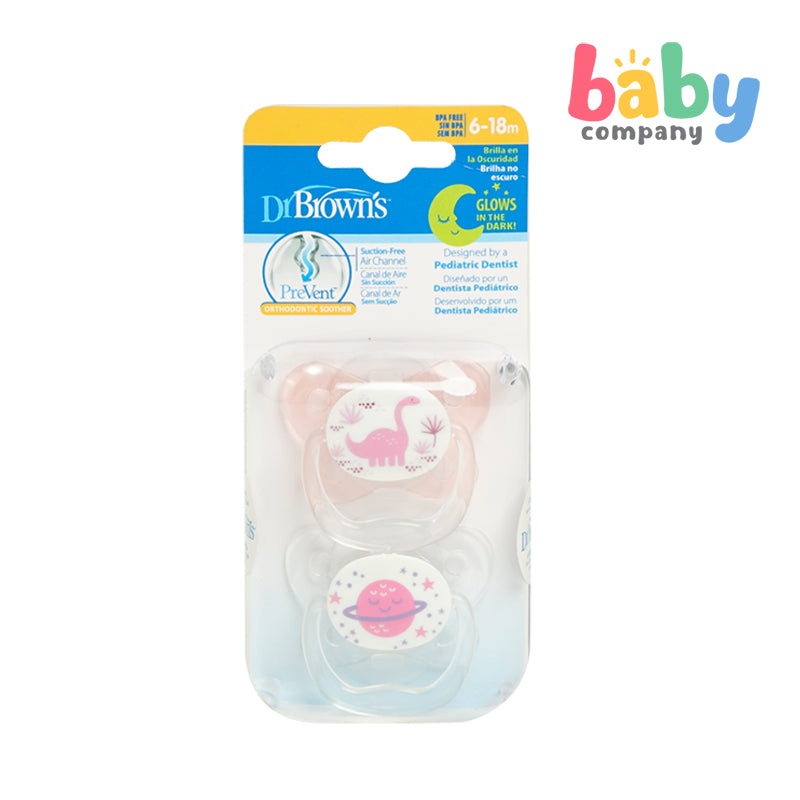 Dr. Brown’s PreVent Orthodontic Baby Pacifier, 2-Pack, Pink Stage 1 (0-6 months)