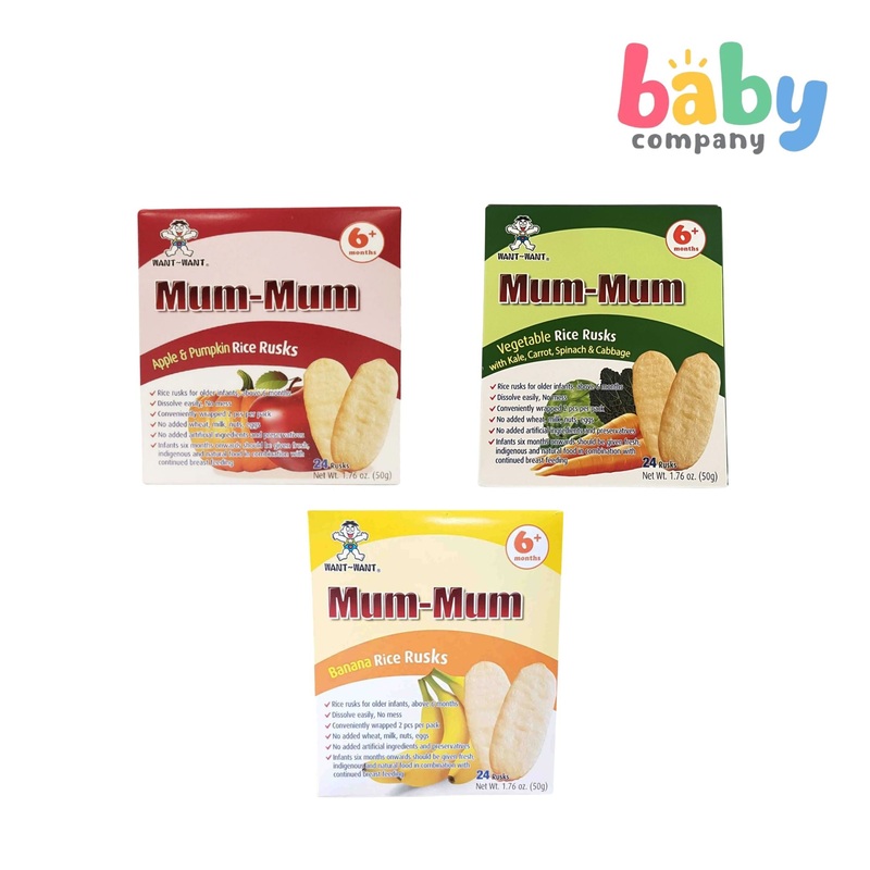 Mum-Mum Rice Rusks 50g Pack of 3 Apple & Pumpkin